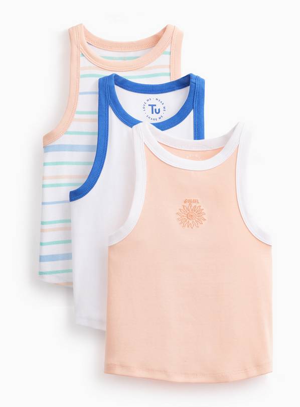 Assorted Print Vests 3 Pack 7 years